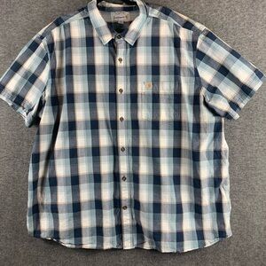 Carhartt Blue and White Casual Button Down Shirt